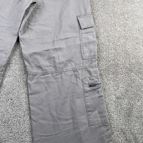 Aeropostale Pants Womens Medium Short Grey Canvas Utility Cargo Wide Leg Baggy - Picture 13 of 16